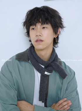 CiKC韩国纯色羊毛针织细围巾男女秋冬叠带时髦保暖氛围感腊肠围脖