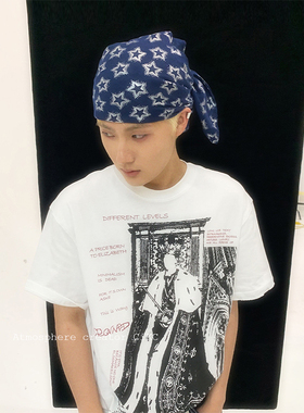 CiKC 原创设计星星头巾y2k亚文化嘻哈时髦围巾多功能绑腰加长裤巾