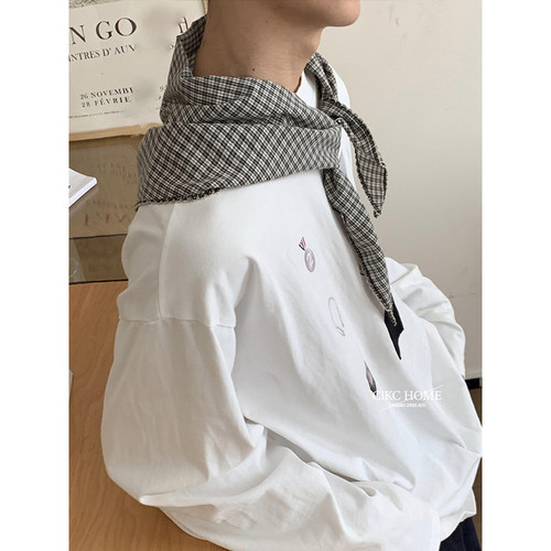 MountFuji简约复古格子三角巾