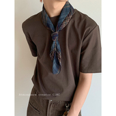 定制欧根纱 高级感复古方巾领巾男女叠带装 饰丝巾春夏透气头巾潮