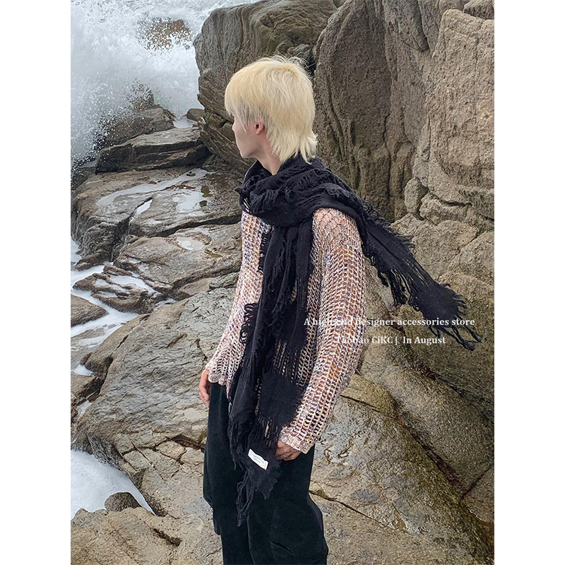 古早做旧破洞废土风围巾