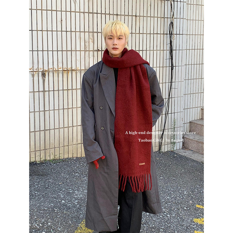 复古红/秋冬氛围感纯色围巾