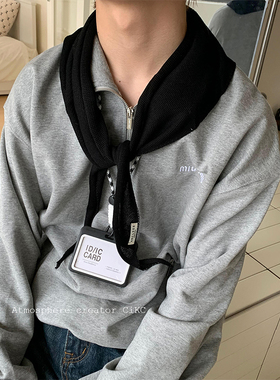 经典百搭款 春夏透气装饰纯色三角巾男女韩国叠穿领巾小众多功能