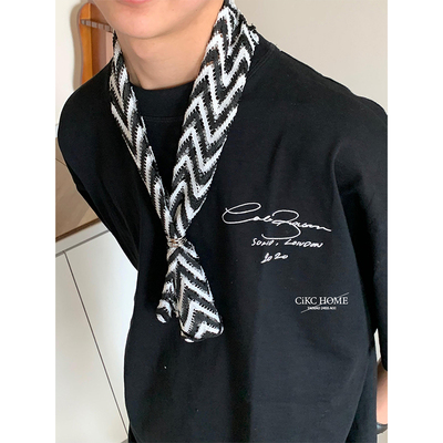 circulate高级感黑白镂空领巾