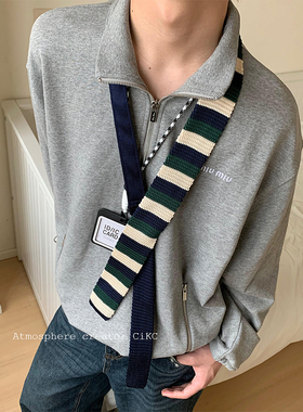 日系学院风百搭细长围巾领带男女多功能装饰领巾小众韩国腰带复古