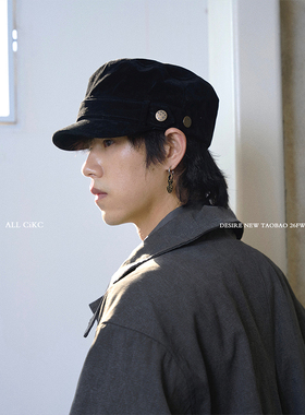 CiKC 日系复古麂皮骑士马术帽男女高级感平顶帽个性时髦报童帽潮