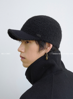CiKC 极简韩系百搭鸭舌帽男女秋冬针织保暖护耳帽显脸小棒球帽潮