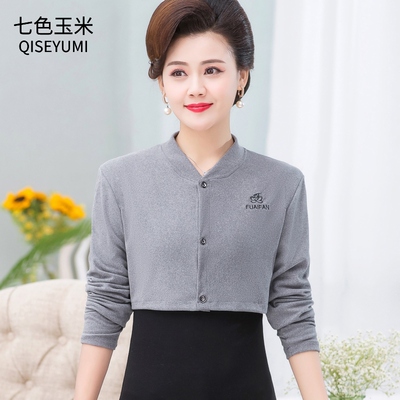 妈妈装春护肩女薄款中老年女长袖背心小马甲秋装新款护颈保暖家居