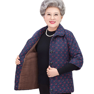 中老年女装秋冬中袖马甲外套时尚老年人妈妈冬装加绒半袖棉衣马夹