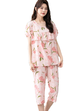 妈妈棉绸睡衣女夏绵绸套装