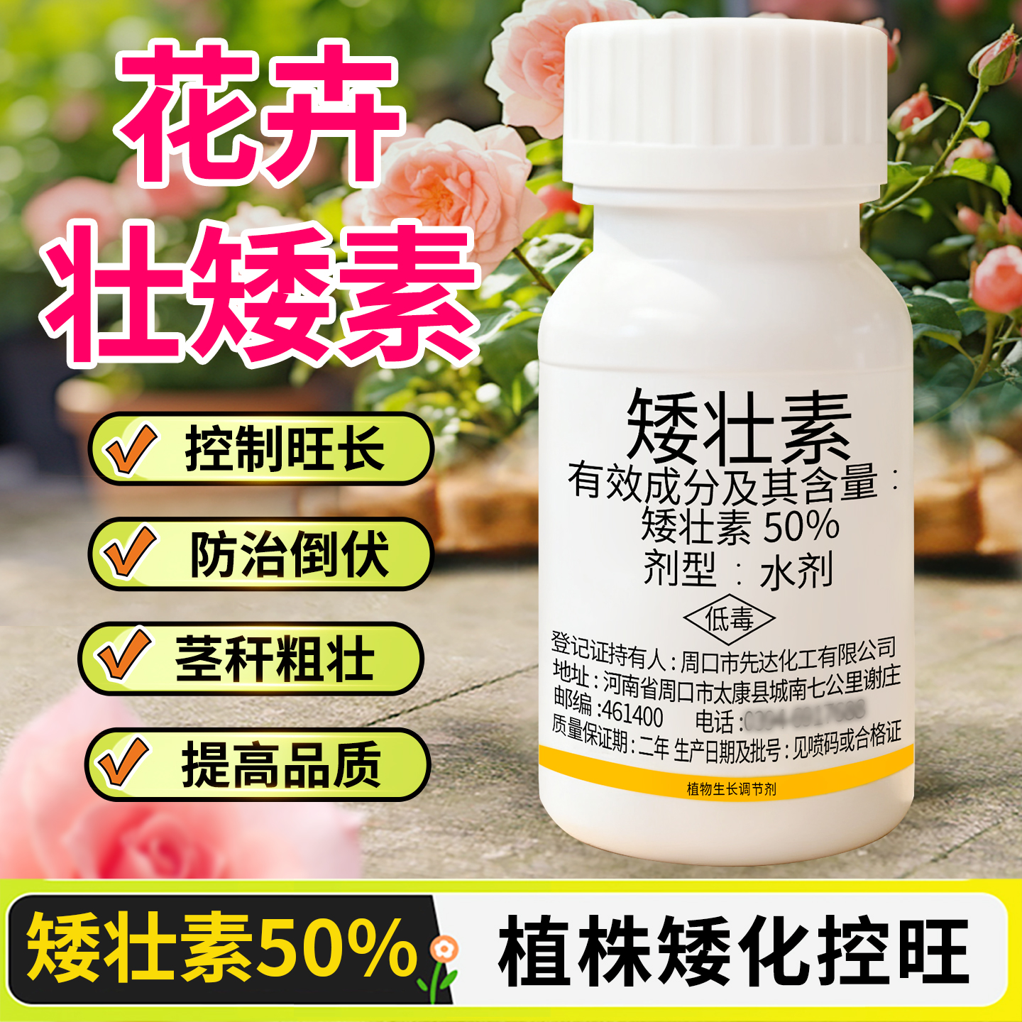 【花卉控旺壮茎秆】矮壮素