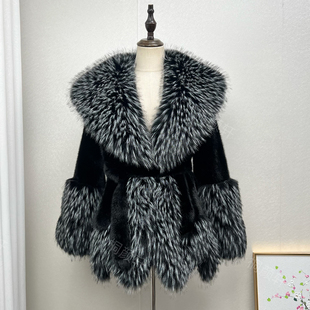 新款仿狐狸毛貉子毛皮草外套女中长款大毛领百搭环保毛皮毛一体冬