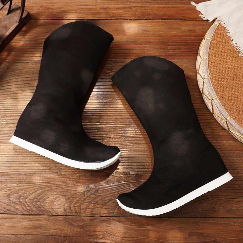 春秋汉鞋新款古风男汉服靴子武侠服古代朝靴子明宋显瘦内增高皂靴