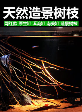 买一送1 原生缸南美缸溪流缸鹿角枝造景树枝分叉树枝鱼缸造景素材