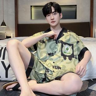 夏天家居服 冰丝睡衣男夏季 短袖 2025年新款 青少年卡通男生凉感薄款