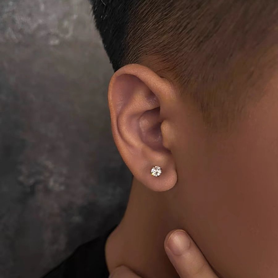 璀璨锆石男生高级感痞帅单只耳钉男款小众超闪耳饰