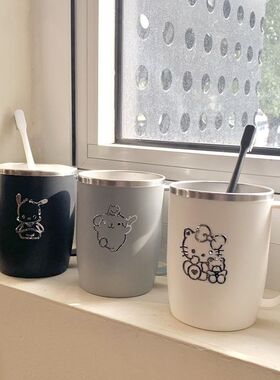 hellokitty漱口杯高颜值304不锈钢洗漱杯新款防霉带把手刷牙杯子