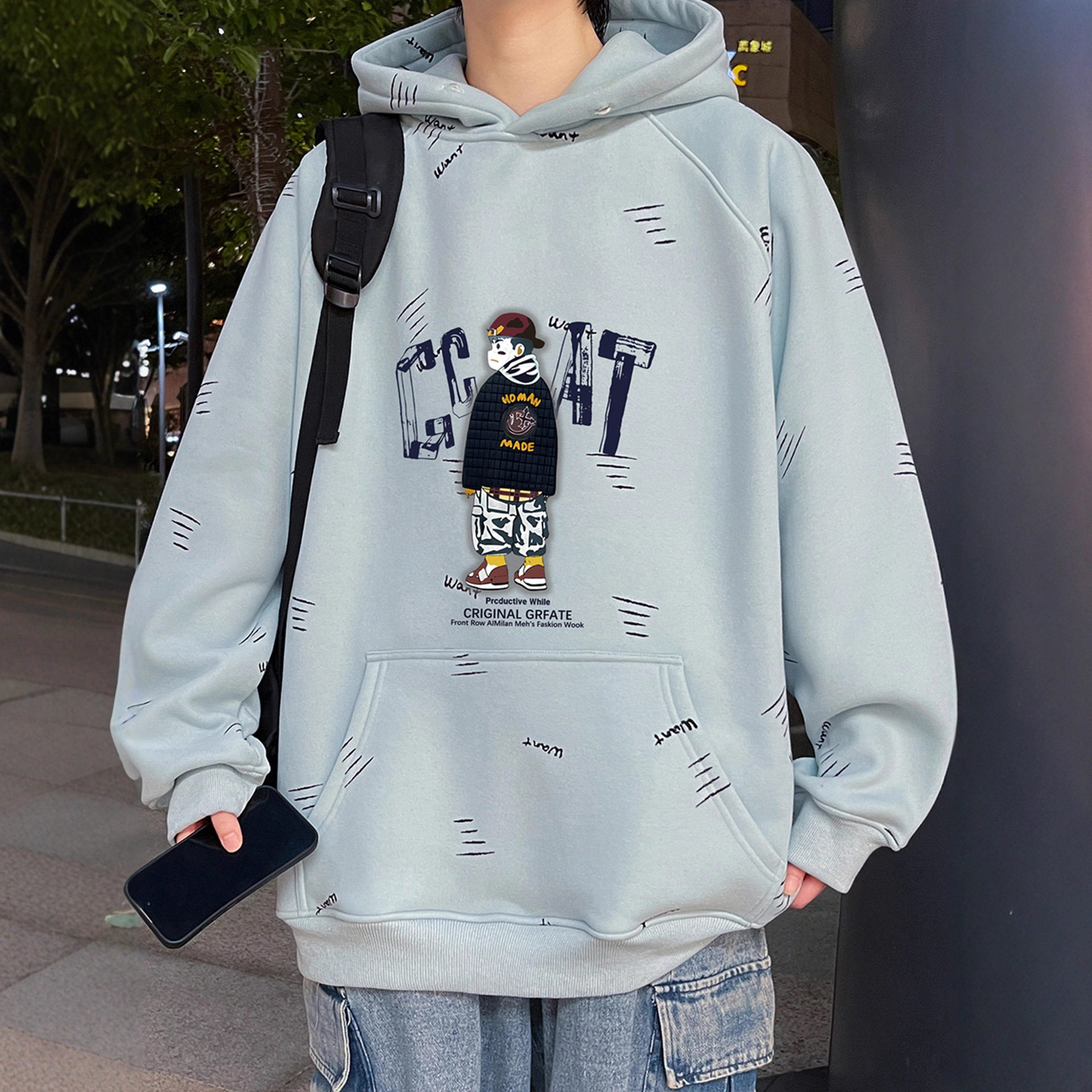 德国款连帽卫衣男孩新款初中学生帅气外套青少年大童上衣服