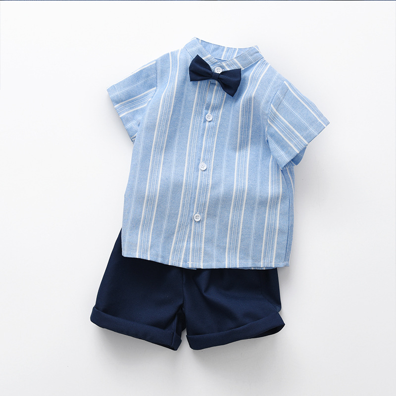 新品潮流男宝宝夏装短袖套装婴幼儿绅士衬衫礼服男小童帅气网红夏