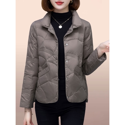 欧洲站高品质白鸭绒羽绒服女短款新款冬季爆款时尚妈妈轻薄保暖外