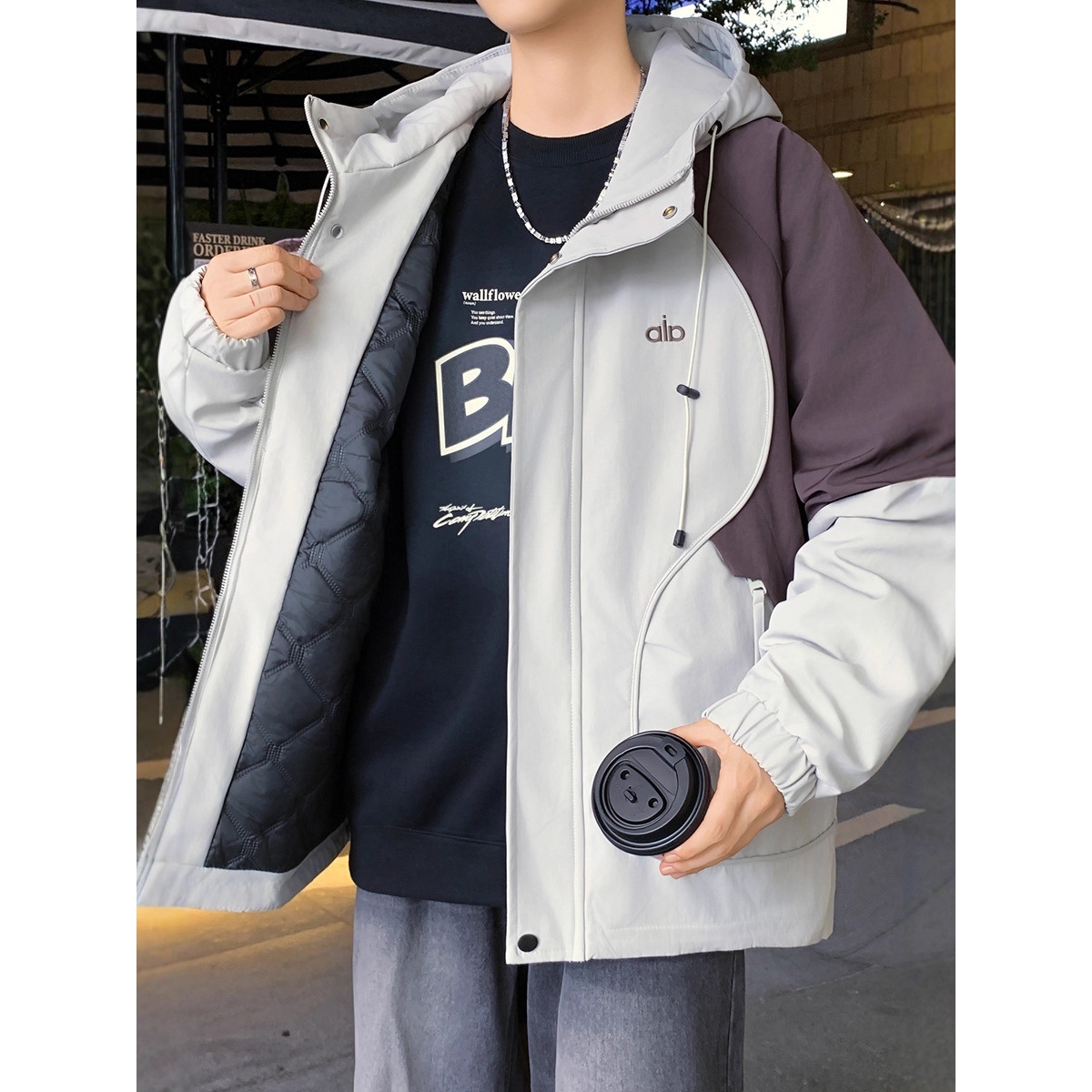 香港撤柜冬季冲锋衣外套男孩初高中学生加棉加厚夹克青少年保暖冬