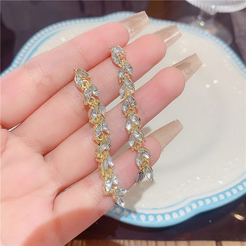 撤柜韩式长款水晶耳环个性网红麦穗耳饰韩版韩式耳坠女气质百搭耳