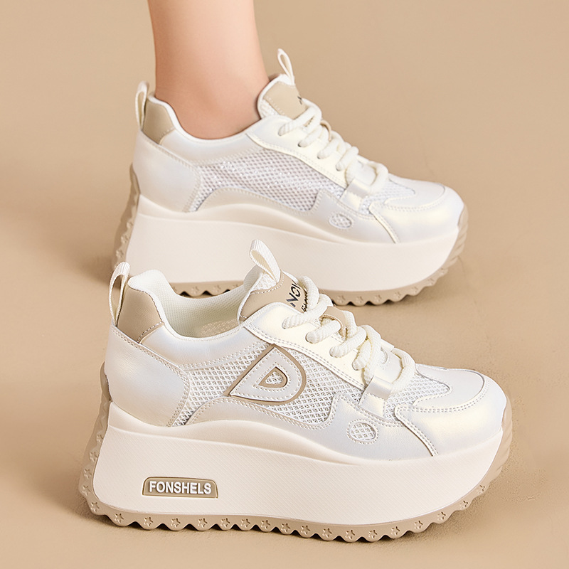 撤柜断码秋季新款cm松糕厚底内增高女鞋韩版百搭圆头休闲小白鞋女