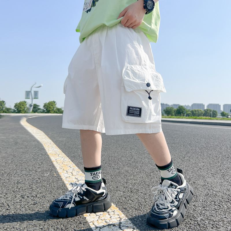 新品潮流男童裤子夏季2025新款儿童中裤运动休闲裤中大童工装短裤