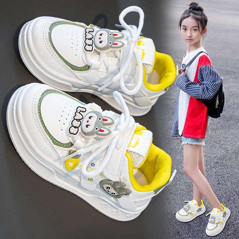 今年新品拉布布女童鞋季儿童皮面运动板鞋女孩休闲低帮小白鞋中大