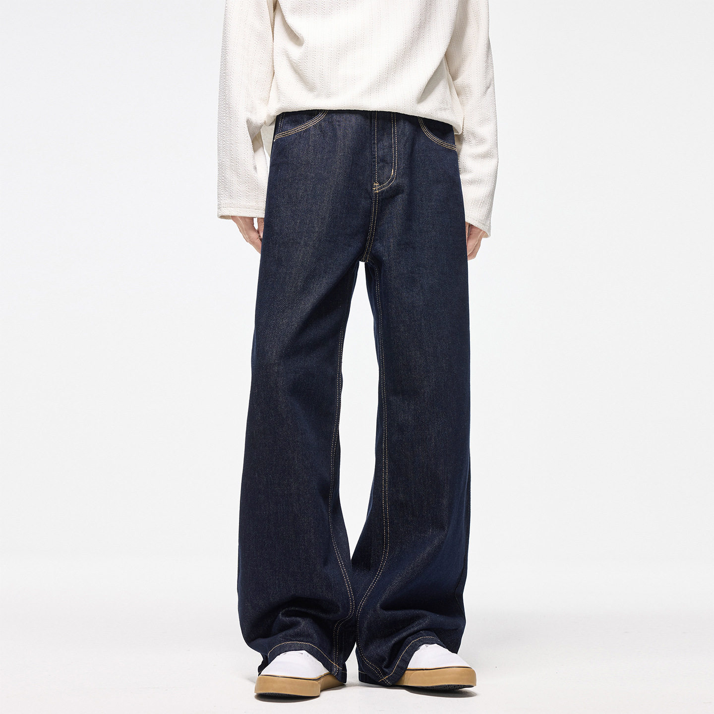 德国季复古水洗牛仔裤男款宽松直筒美式潮牌百搭牛仔休闲长裤