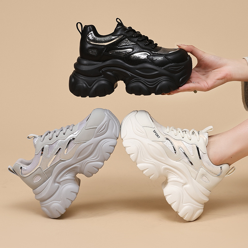 香港撤柜爆款老爹鞋女冬款小个子时尚休闲鞋厚底纯色运动鞋子女百