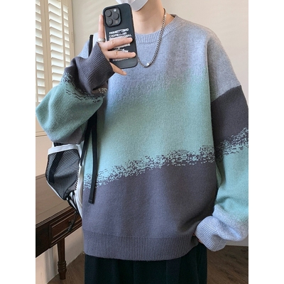 欧洲站冬季青少年毛衣男孩初高中学生帅气加厚线衣服大童男装打底