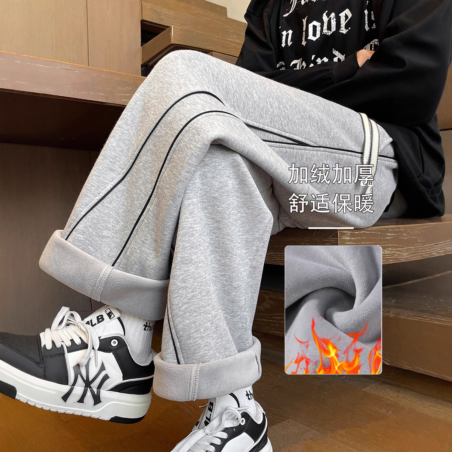 香港撤柜冬季新款休闲长裤子男孩初高中学生加绒加厚青少年大童运