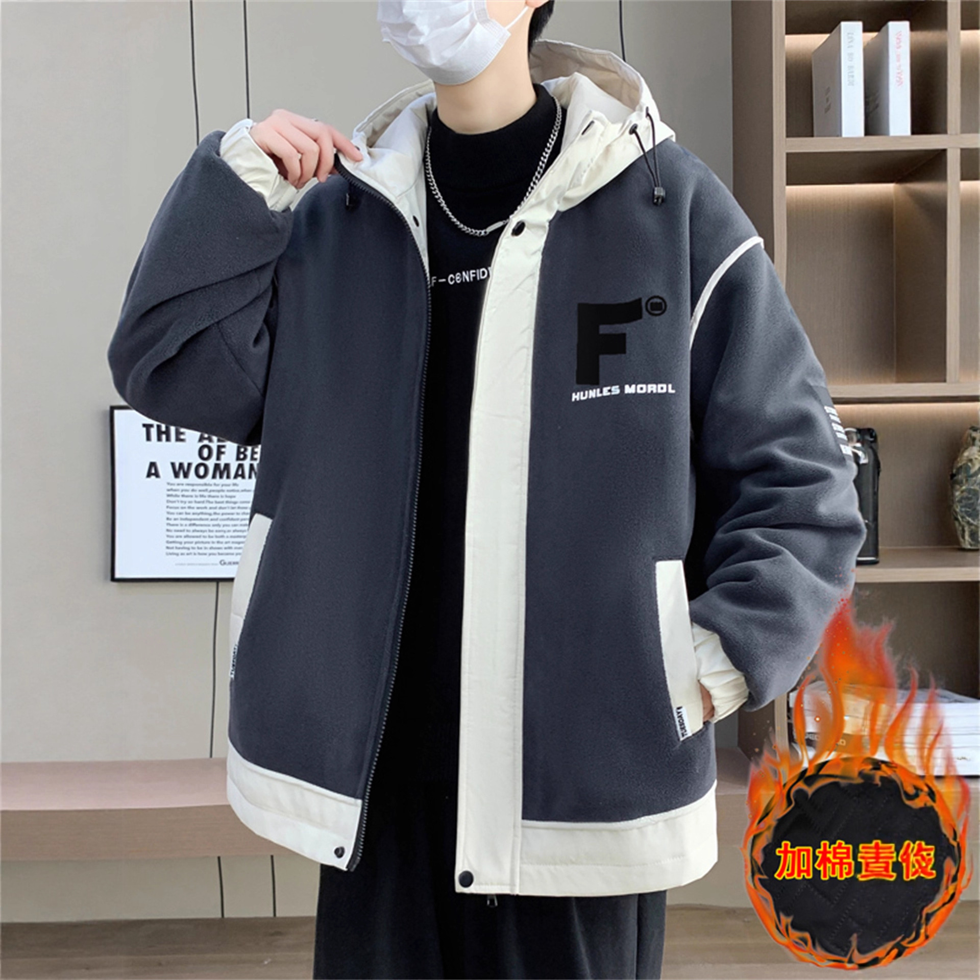 香港撤柜冬新款港风奥粒绒棉衣夹克男生加棉加厚青少年保暖棉服外