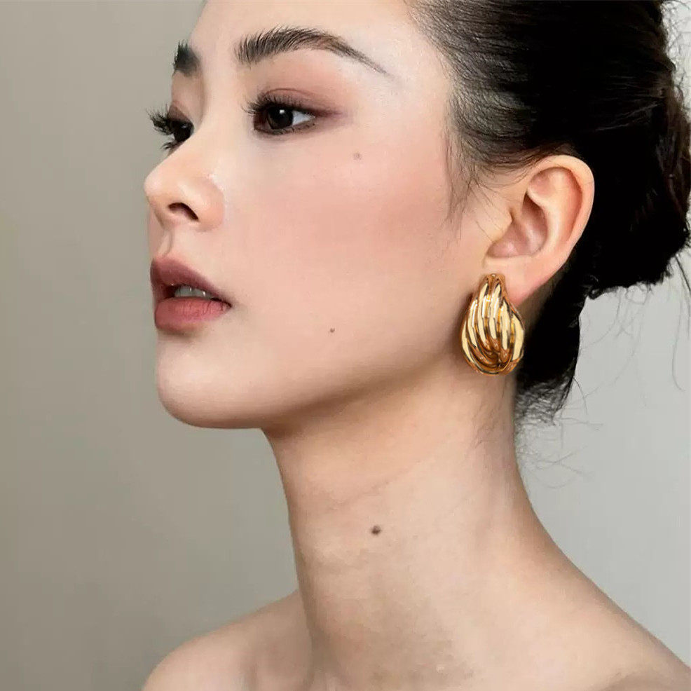 撤柜欧美时尚螺旋形耳钉 女士个性简约小众耳饰耳钉耳环