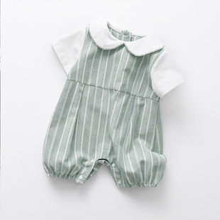 嬰幼兒洋氣爬服新生兒外出哈衣滿月服 短袖 新品 潮流嬰兒連體衣夏款