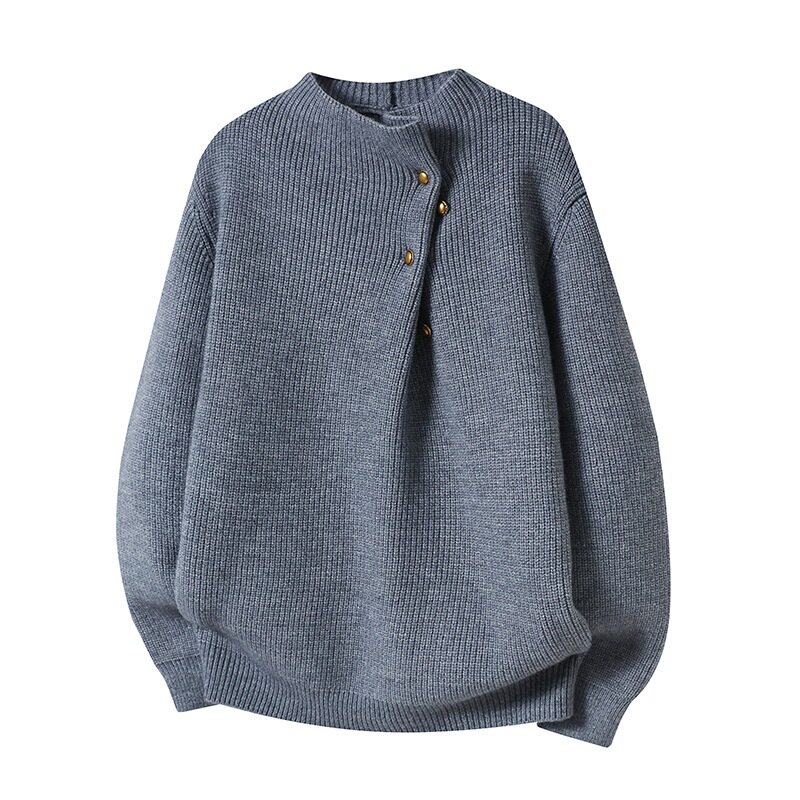 欧洲站高级感半高领毛衣男款冬季潮牌痞帅炸街加厚保暖内搭针织打