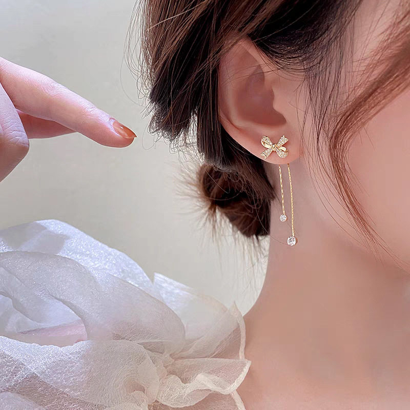 撤柜蝴蝶结蚊香盘耳夹耳环女无耳洞可戴小众百搭气质时尚简约流苏