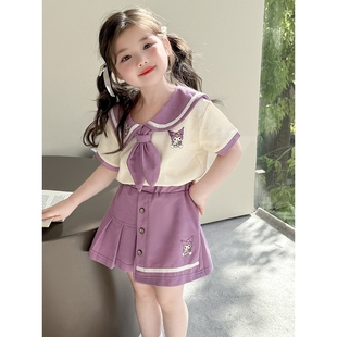 学院风两件套洋气网红童装 新品 新款 可爱女童卡通套装 22025夏季