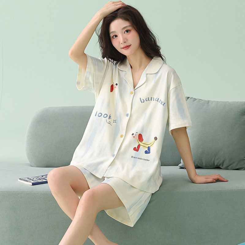 德国趣味软萌可爱小狗狗纯棉睡衣女款夏季新款短袖全棉夏天家居服