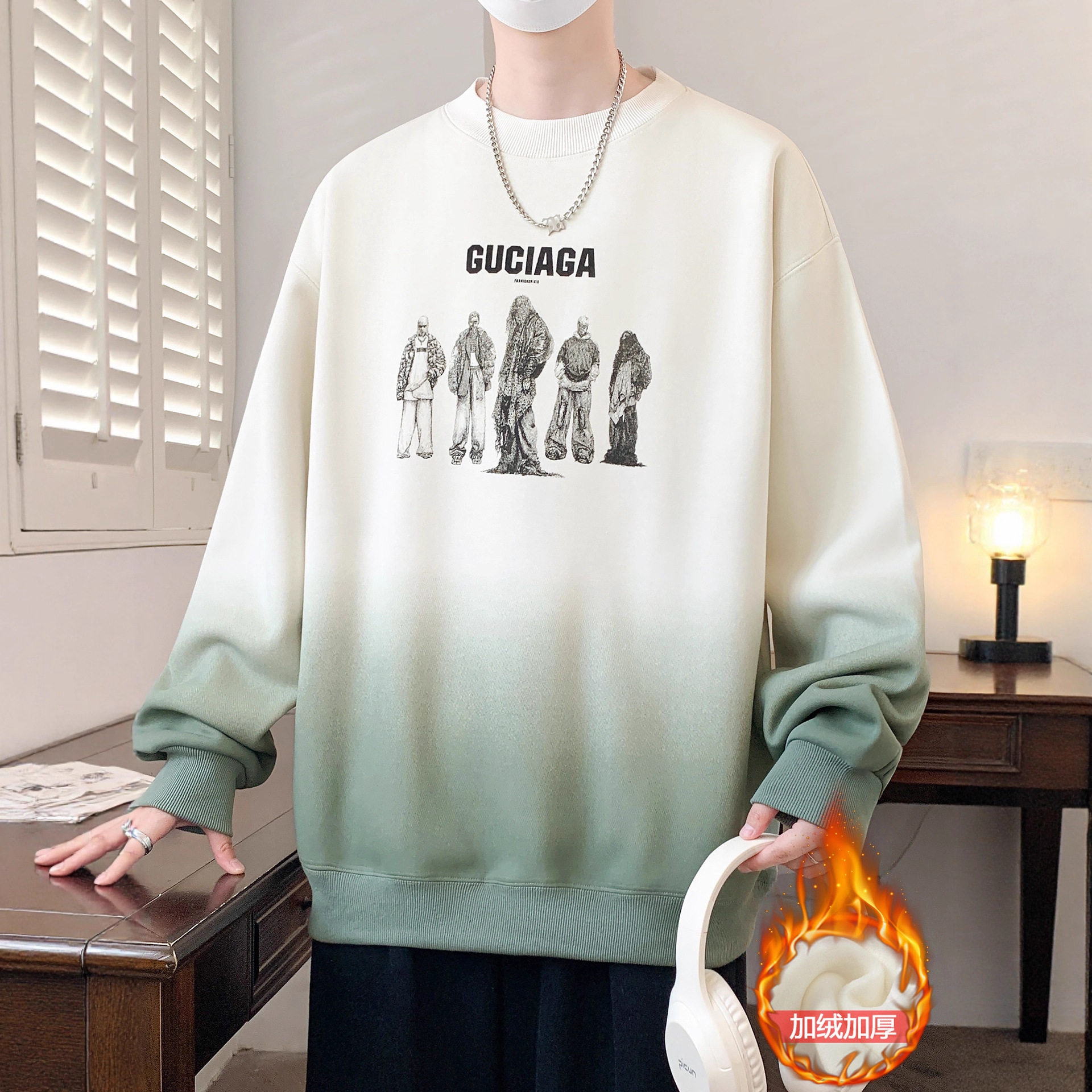 德国冬季加绒加厚卫衣男孩-岁初中学生长袖t恤青少年大童上衣服