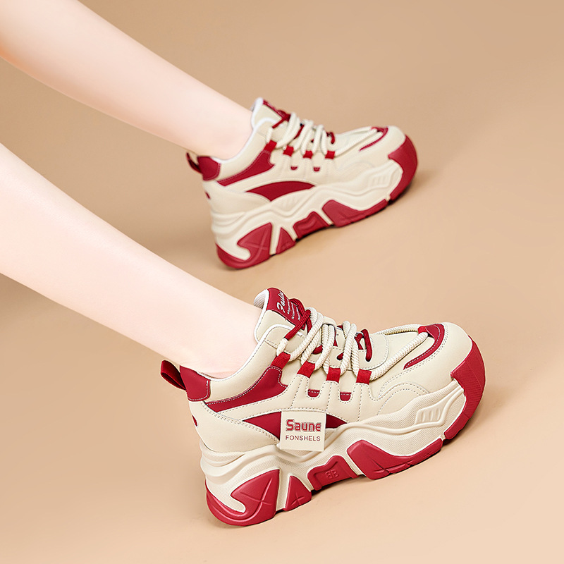 香港撤柜冬季新款舒适内增高小个子女鞋休闲学院风老爹鞋厚底加绒