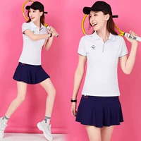 Mushroom Street Cầu lông Mặc phụ nữ Phù hợp với mùa hè Quần ngắn tay Váy Váy Thể thao Thời trang Thể thao giản dị Set Quần vợt - Trang phục thể thao quần áo the thao nữ đẹp
