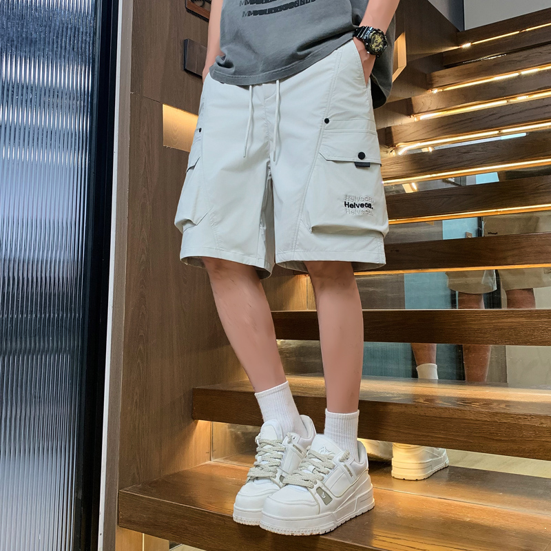 流行优选夏季薄款工装短裤男生初中生直筒休闲中裤青少年大童冰丝