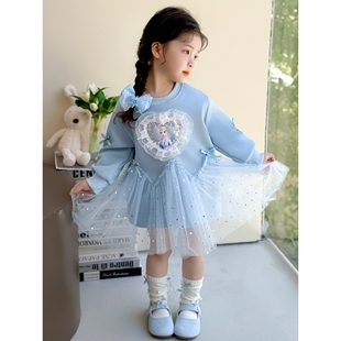 帥氣可愛女童年款 愛莎公主連衣裙韓版 童裝 網(wǎng)紅禮服裙一件潮 新款
