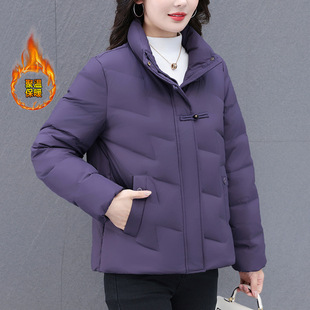 欧洲站羽绒服女冬季新款中老年短款立领加厚保暖休闲妈妈装防寒外