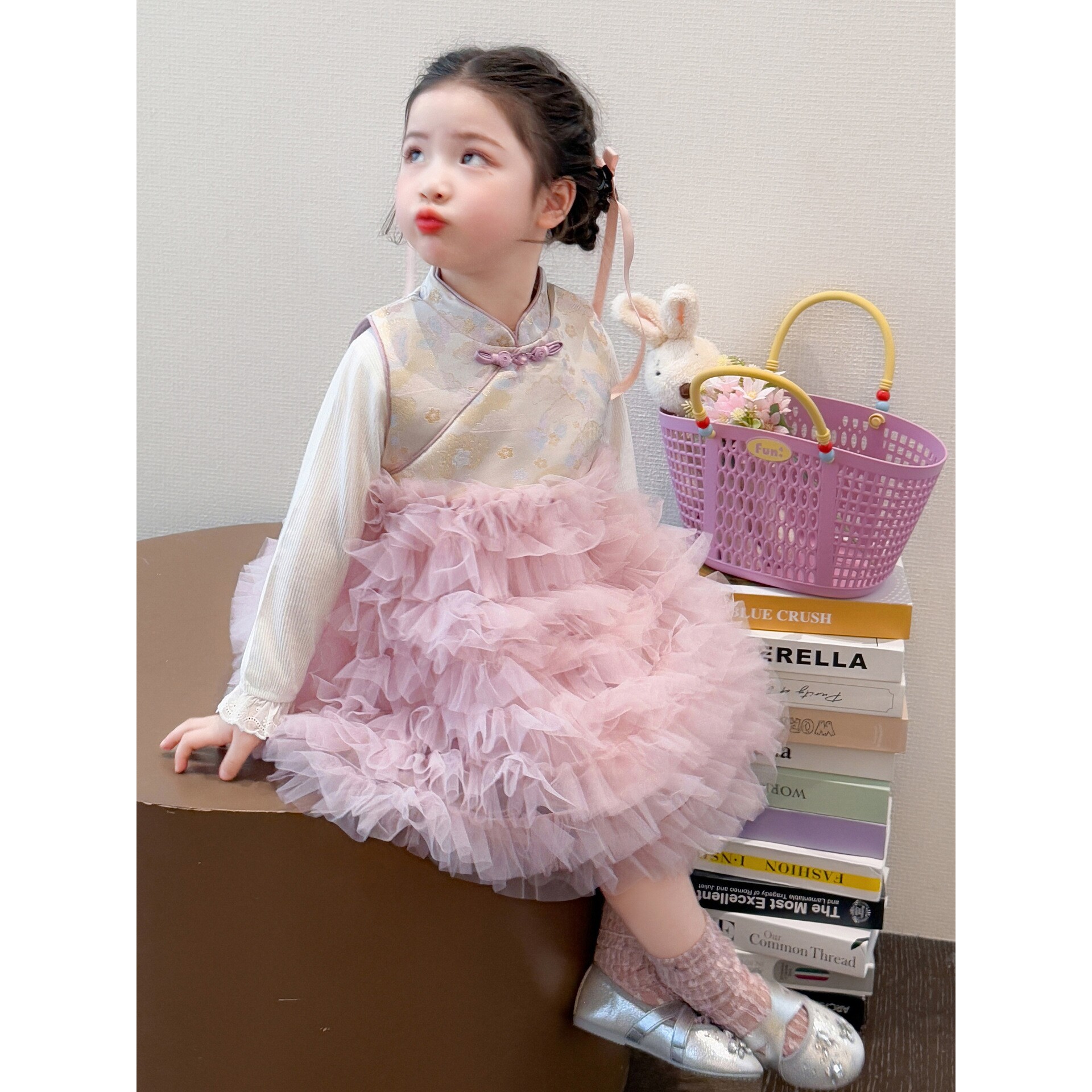 德国韩版女童款旗袍蛋糕裙套装年新款洋气小香风公主裙童装