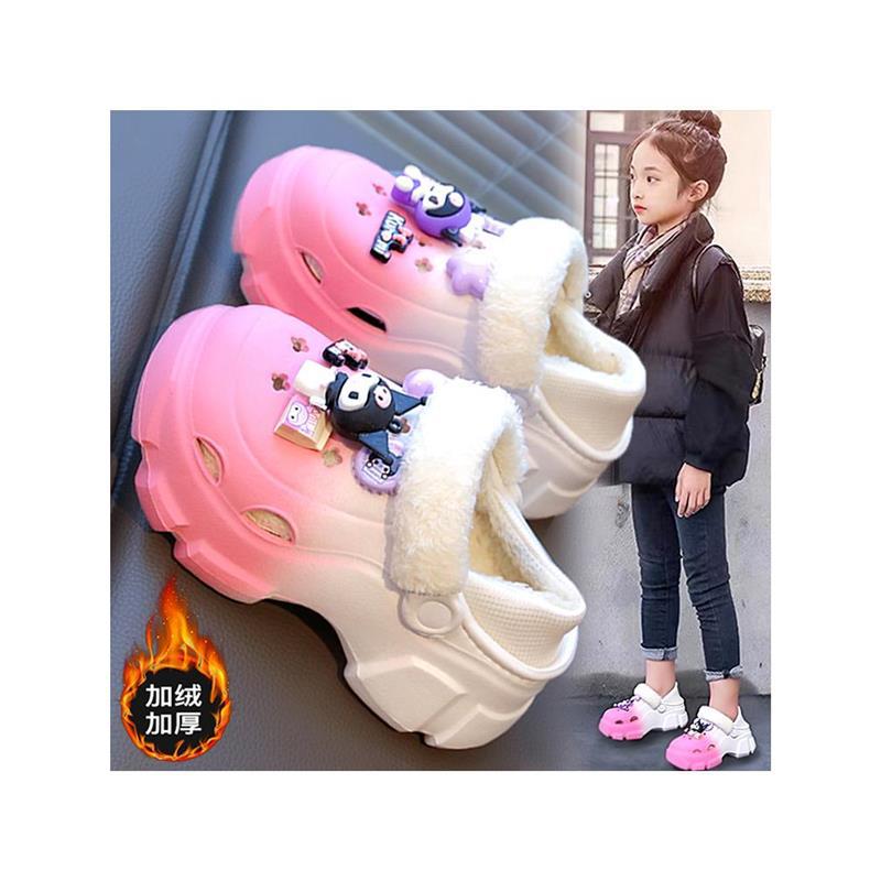 今年新品儿童棉拖鞋包跟女童居家冬季新款加绒加厚洞洞鞋女孩保暖