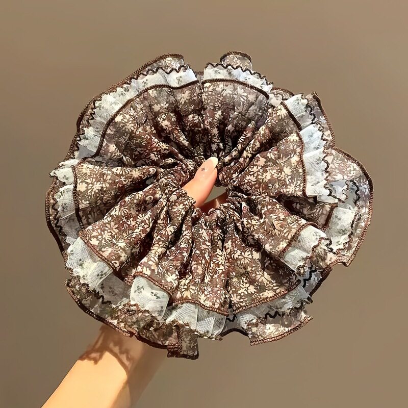 撤柜法式甜美田园风布艺碎花大肠发圈时髦洋气仙女发绳皮筋头花女