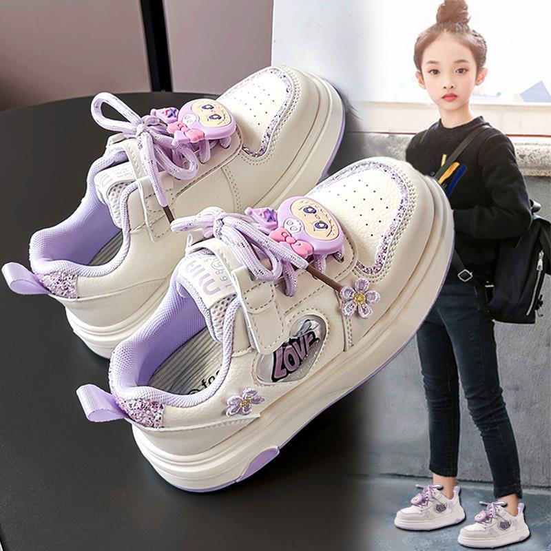 今年新品拉布布童鞋女童新款季儿童运动鞋女孩公主休闲板鞋皮面爆